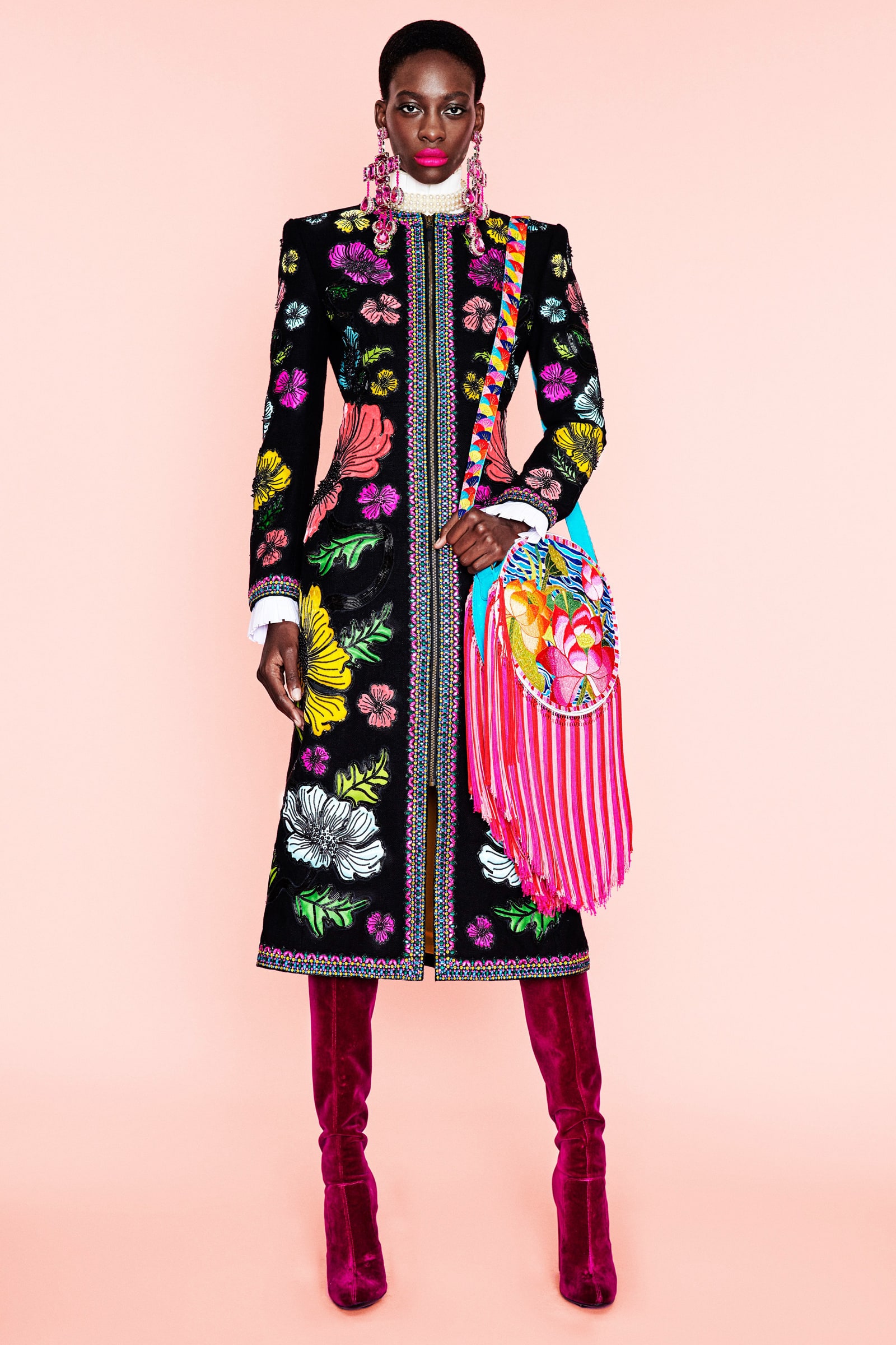 Andrew GN アンドリュー ゲン ロングコート 刺繍 ミンクファー Andrew Gn Spring Summer 2023